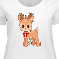 thumbnail image 4 of Inktastic Cute Christmas Reindeer with Christmas Lights Women's Plus Size T-Shirt, 4 of 5