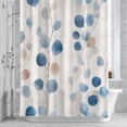 thumbnail image 3 of Spring Blue Leaf Shower Curtain for Bathroom Decor, Watercolor Branch Farmhouse Plant Waterproof Fabric Shower Curtain, 72"x72" Set with 12 Hooks, 3 of 9