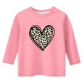 thumbnail image 4 of Byoo Leopard Heart Print Toddler Girl T Shirt Valentine 3/4 Sleeve Round Neck Active Pullover T-Shirt Soft Daily Kids Tee Top, 4 of 4