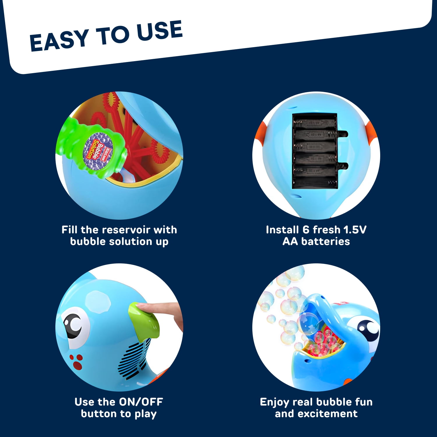 Kidzlane Bubble Machine | Bubble Blower for Big Bubbles 500-1000 Bubbles Per Minute