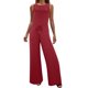 thumbnail image 1 of Gibobby Monos de Moda Mujer Soid Summer Button Lace Up Manga corta Light Rip Straight Mono Chaleco Pantalones largos(Rojo， XXXL), 1 of 5