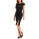 thumbnail image 4 of INSPIRE CHIC Vestido de Lápiz con Cuello de Cowl de Manga Corta para Mujer Oficina Negro M, 4 of 6