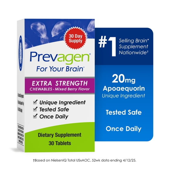 Prevagen Extra Strength Chewable Tablets, Mixed Berry, 30 Ct
