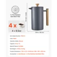 thumbnail image 2 of Stainless Steel French Press Coffee Maker 34 Ounce 1 Liter Insulated Tea Maker with Filter Perfect for Camping Travel Home Kitchen Gray, 2 of 6