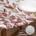 thumbnail image 3 of Spring Reddish Brown Eucalyptus Round Tablecloth, Fitted Table Cover with Elastic for 45"-54" Round Tables, Botanical Leaf Country Table Cloth Outdoor Indoor Dinning Party Waterproof Tablecloths, 3 of 7