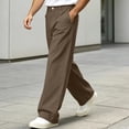 thumbnail image 6 of HOMADLES Mens Elastic Waist Work Pants Wide Leg Stretch Soft Athletic Pants Solid Color Side Pocket Casual Pants Coffee Size M, 6 of 10