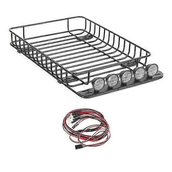 Metal Roof Rack With 5 Led S For 1/10 Rc Crawler Car Traxxas -4 Axial Scx10 90046 Scx10 Iii Axi03007