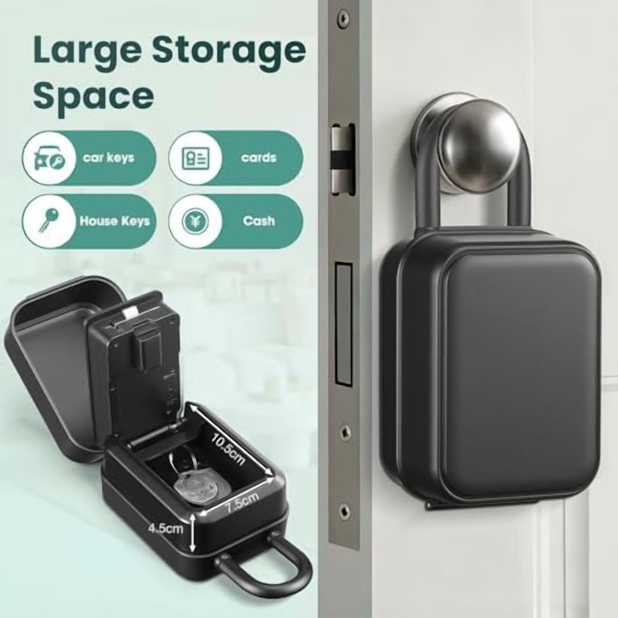 Smart Key Lock Box Electronic Bluetooth Lock Box with APP Control & PIN Code Types,Share eKey Wall Mounted Lock Box for Airbnb Realtor House Office with Removable Shackle