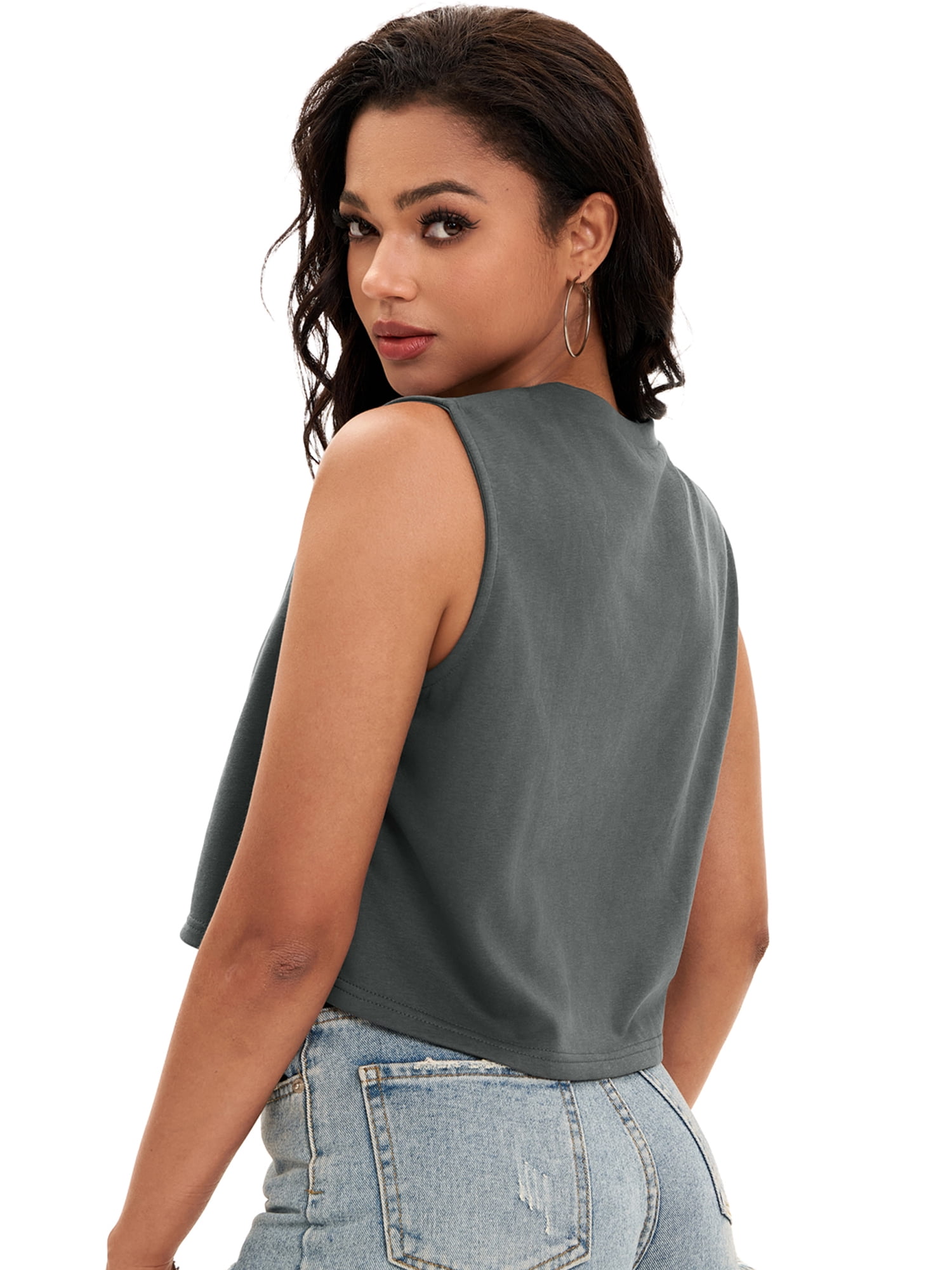 DARING DIVA Stylish Loose Fit Women's Top with Crew Neck Design XL Dark Gray Print