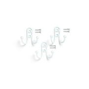 Mainstays, Double Hook White Metal Hooks, Clutter-Free Hooks for Hanging Towels and Coats, 10 lbs Capacity, 3 Pack