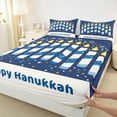 thumbnail image 3 of Feelyou Child Happy Hanukkah Full Size Sheets, Cartoon David Star Bed Sheets, Western Farmhouse Holiday Sheet Sets, Ultra Soft Bedroom Decor, 4 Pieces, 3 of 7