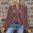 thumbnail image 6 of Womens Basic Casual V Neck Shirts Trendy Puff Long Sleeve Work Tops Velvet Slim Fit Tunic Blouses Solid Causal Business Going out Tees Spring 2026, 6 of 8