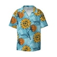 thumbnail image 4 of Uemuo Sunflowers Pattern Cotton Linen Short Sleeve Shirts,Casual Lightweight Button Down Shirts,Vacation Beach Summer Tops-4X-Large, 4 of 7