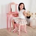 thumbnail image 5 of Fantasy Fields Gisele Princess Polka Dot Wooden Kids Play Vanity Set with Tri-Fold Mirror & Stool, Pink & Gold, 5 of 11