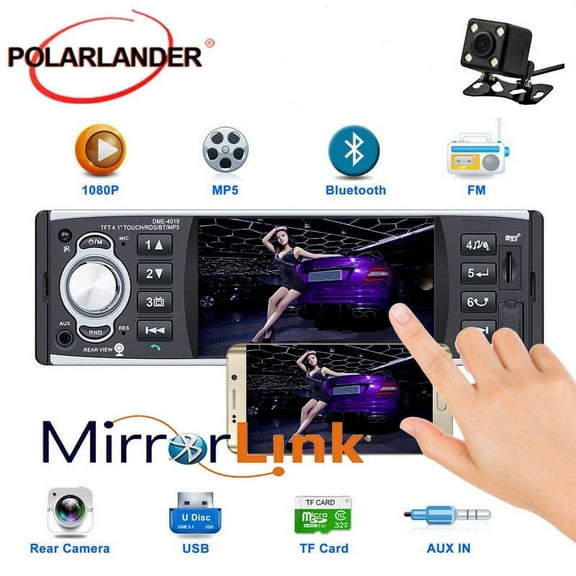 4.1 Inch FM Car Radio Auto Audio Car Stereo with Camera USB car MP3/MP4/MP5 player Bluetooth 1 Din Only support Android CellPhone mirror link function 4019DME Touch Screen
