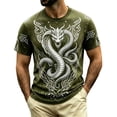 thumbnail image 4 of KHONTS Men's Graphic T Shirt 3D Dragon Printed Short Sleeve Crewneck T-Shirt Summer Animal Theme Cool Lightweight Tops Army Green M, 4 of 4