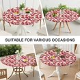 thumbnail image 7 of Elastic hem round tablecloth with delicate floral patterns, durable water-resistant polyester, fits 44-52 inch tables, big size version, 7 of 7