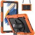 thumbnail image 2 of For Samsung Galaxy Tab A8 Case 10.5 inch, 360 Rotating Shockproof Cover with Stand, Screen Protector, Shoulder Strap (2022, SM-X200/X205/X207), Orange, 2 of 7