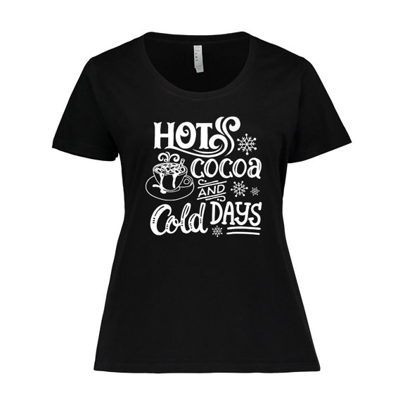 Inktastic Christmas Hot Cocoa and Cold Days with Snowflakes Women's Plus Size T-Shirt