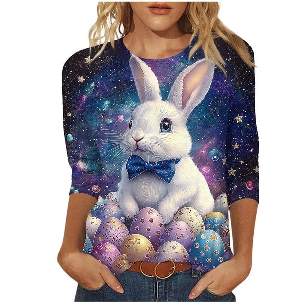 Mujeres 3/4 Manga Tops Y Blusas Impresas Cuello Redondo Suéter Casual Camiseta Verano