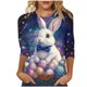thumbnail image 1 of Mujeres 3/4 Manga Tops Y Blusas Impresas Cuello Redondo Suéter Casual Camiseta Verano, 1 of 5