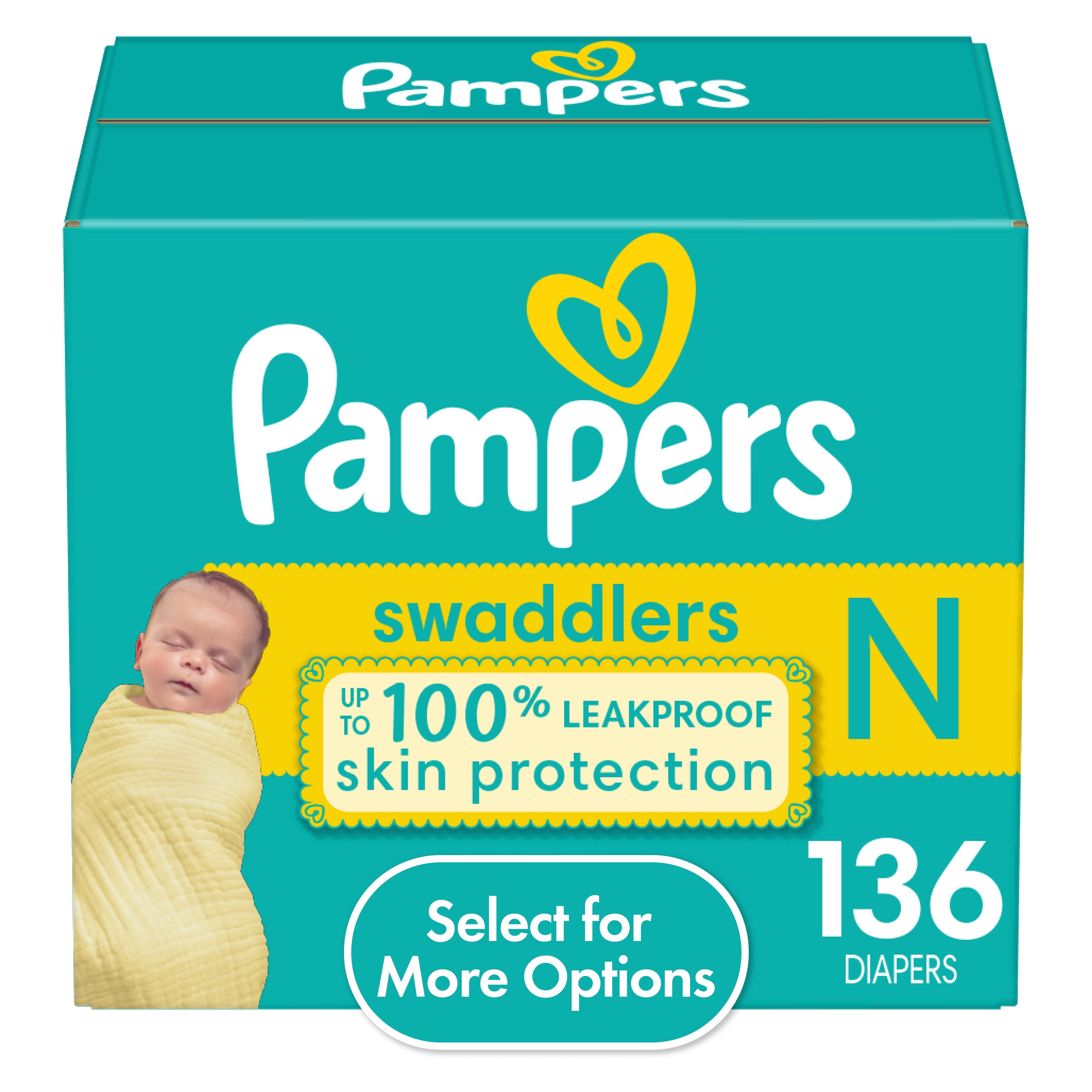 Pampers Swaddlers Diapers Size Newborn, 136 Count (Select for More Options)