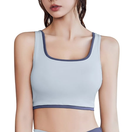

Fabiurt Women s Bra Womens Strap Yoga Sports Bra Cordless Padded Medium Workout Crop Tank Top Blue