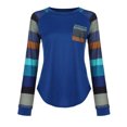 thumbnail image 4 of Tittly Long Sleeve Shirts for Women Women T Shirts Stripe Casual TopCotton blendFor wearingDailyWomen Tshirt Women Tshirts Shirts Womens Tops Blue M, 4 of 9
