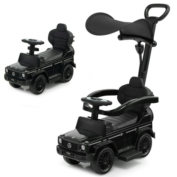 Infans 3 in 1 Ride on Push Car Mercedes Benz G350 Stroller Sliding Car w/ Canopy Black