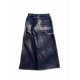 thumbnail image 1 of Pantalones vaqueros unisex estilo hip-hop gótico urbano de talle alto y corte holgado con diseños rasgados y bordados for hombre y mujer, 1 of 4