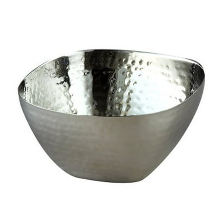 Elegance 8'' Stainless Steel Hammered Square Bowl