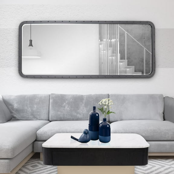 Tyler Dillon Metal Framed Industrial Mirror with Rivet Details