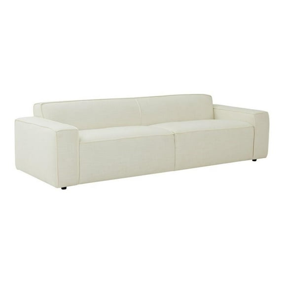 Pemberly Row 26.4"H Linen Fabric Upholstered/Pine Wood Sofa in Cream