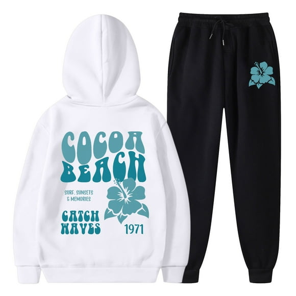 Fgnfyis Womens Two Piece Outfits Sets Hoodie Sweatshirt and Long Sweatpants Jogger Workout Set Fall Tracksuit Sweatsuits Women's Trousers Suit White XXL
