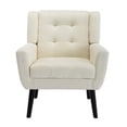 thumbnail image 3 of Mid Century Accent Chair, Button Tufted Upholstered Sofa Chairs, Modern Linen Fabric Ergonomic Armchair for Living Room Bedroom, Reading, Beige, 3 of 7