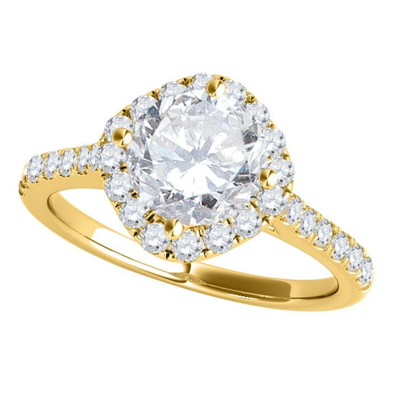 Mauli Jewels Engagement Rings for Women 1 Carat Tw Halo Diamond Engagement Wedding Ring 4 prong 14K Solid Yellow Gold