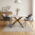 thumbnail image 3 of ODIKA 5'x7' Cream Taupe Abstract Geometric Design Washable Area Rug Modern Pattern with Unique Shapes for Dining Room, Under Table, Home Office, Non-Slip Chair-Friendly, 3 of 7