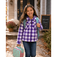 thumbnail image 5 of TrailCrest by Treel Kids Hooded Fleece Jacket – Warm Zip Up Plaid Coat with Pockets, Checkered Winter Outerwear, Purple & White Plaid, 5/6, 5 of 8