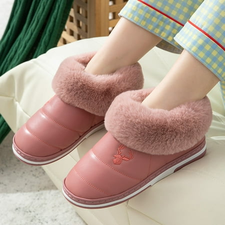 

Gubotare Fluffy Slippers Cotton Memory Foam Non-slip Closed Toe Washable Slippers for Hotel Guest Travel Bride Women and Men Watermelon Red 7