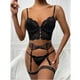 thumbnail image 4 of Gibobby Sujetador De Encaje Para Mujer Nueva sexy lencería de encaje ropa interior ropa de dormir anillo de pijamas liguero(Negro, XL), 4 of 5
