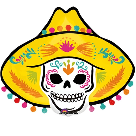 spanish sugar skull halloween 29" mylar balloon