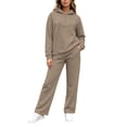 thumbnail image 5 of Zynoxe Womens Two Piece Sweatsuits Sets Casual Solid Color Zipper Hoodies and Wide Leg Pants Lounge Sets Trendy Soft Comfortable Matching Outfit Khaki S, 5 of 6