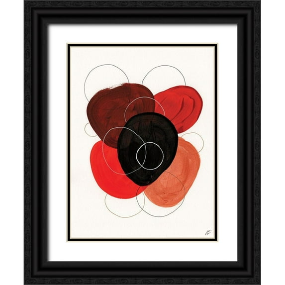 Lee, Judson 25x32 Black Ornate Wood Framed with Double Matting Museum Art Print Titled - Earth Red Rounds II