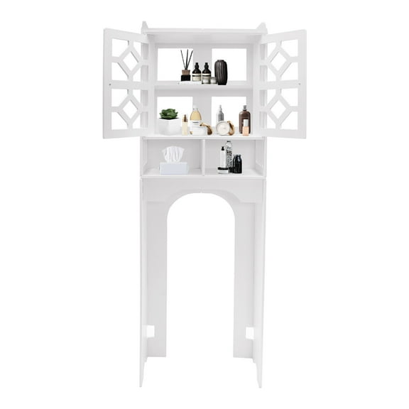 Over The Toilet Storage Cabinet, 4 Tier Bathroom Organizer w/ Raised Leg