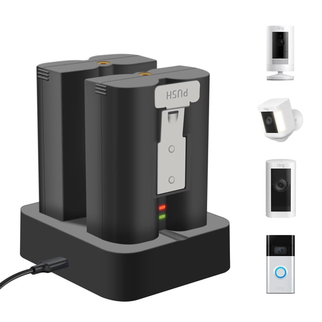 Paquete de 2 baterías de repuesto con cargador para Ring Doorbell