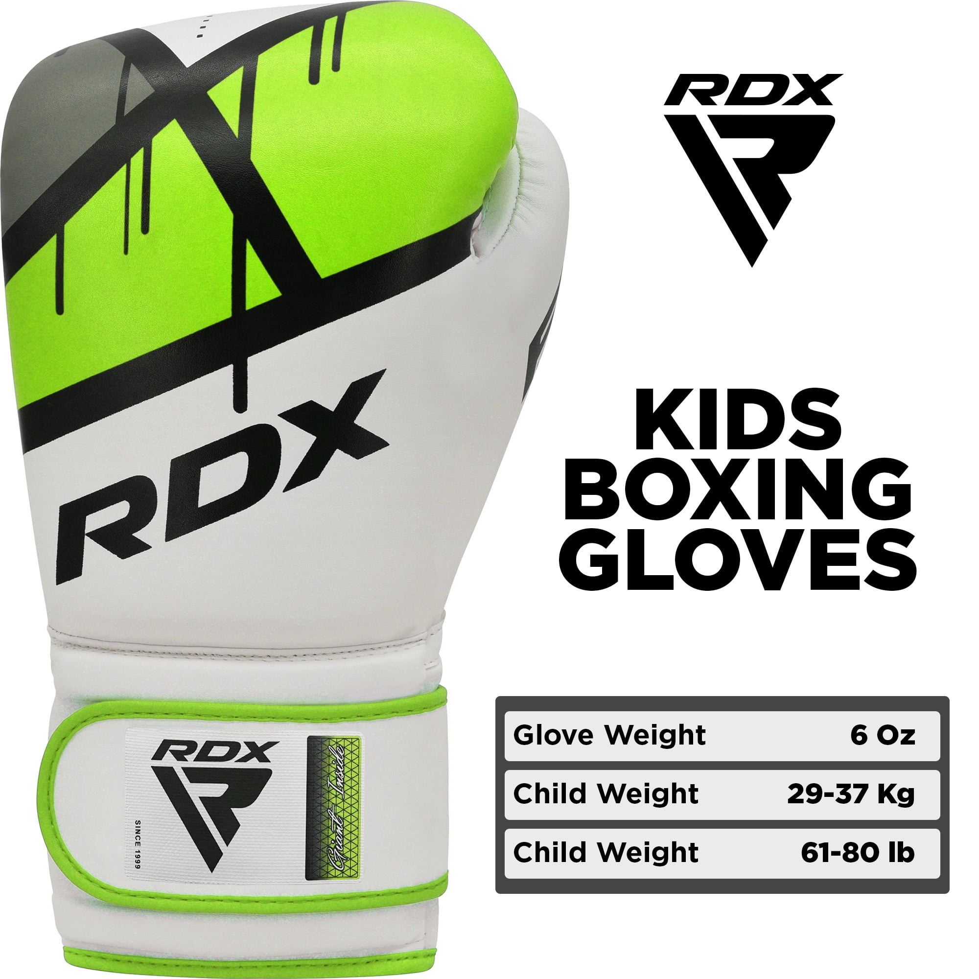 RDX Kids Boxing Gloves, 6oz Junior Training Mitts, Maya Hide Leather Ventilated Palm, Muay Thai Sparring MMA Kickboxing, Punch Bag Speed Ball Focus Pads Punching Workout, Youth Games Fun