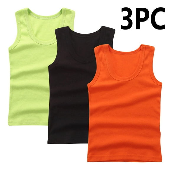 BRGZLK 3 Pack Toddler Cotton Undershirt Tank Tops Summer Trendy Solid Base Inner Layer Soft Comfort Round Neck Camisoles Army Green 5-6 Years