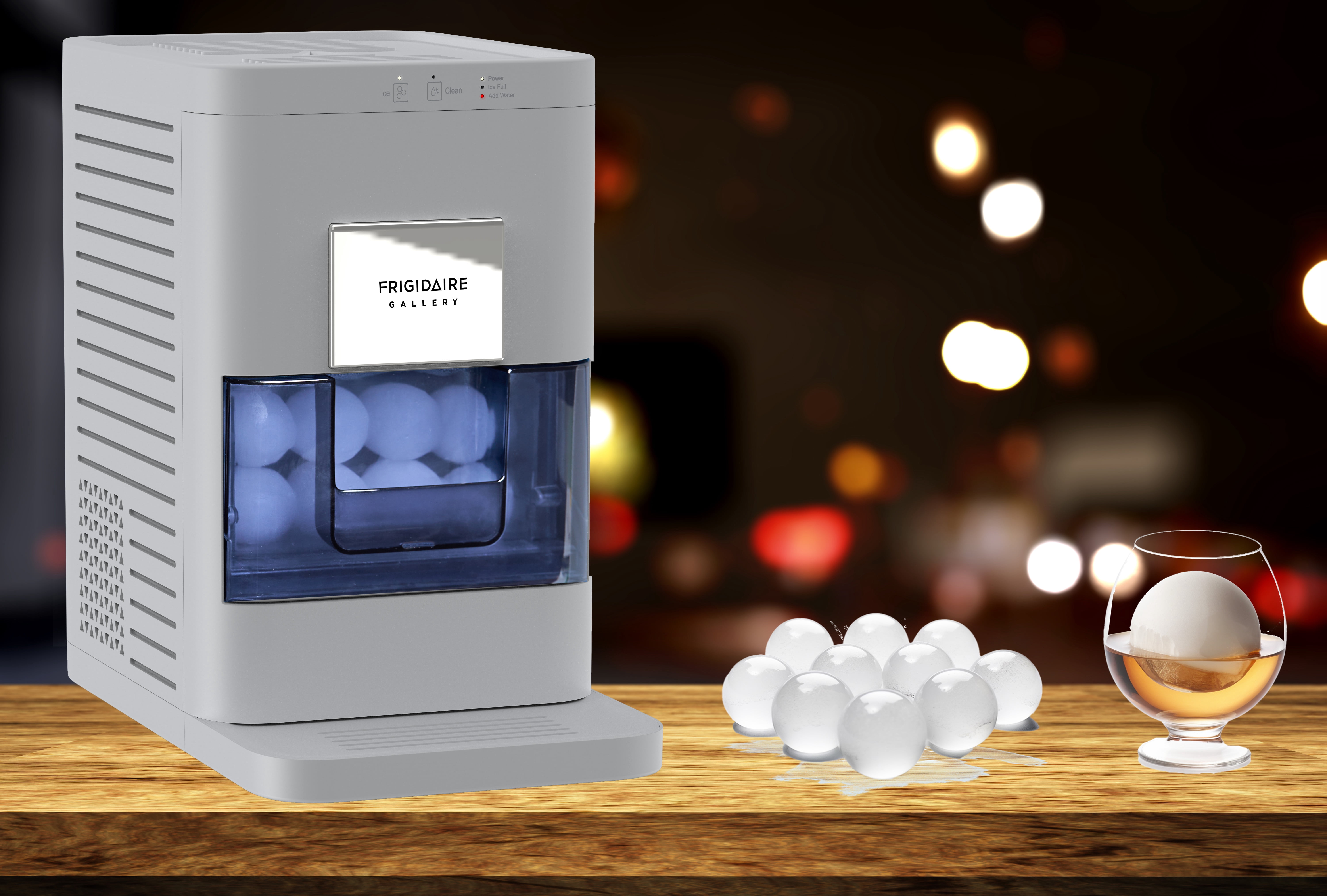 Frigidaire Gallery 44 lbs. Artisanal Sphere Ice Maker, Self-Cleaning Ice Machine with Touchscreen  Controls, Grey