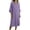 Purple, variant on Ohufall Women's Cotton Linen Midi Dress Turndown Collared Button-Down Dress Ruched Loose Fit Holiday Casual Dress