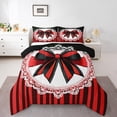 thumbnail image 2 of Erosebridal Lace Bow Comforter Sets Full Size, Romantic Bowknot Comforters & Duvets, Geometric Striped Decor, Microfiber 3-Piece, 2 of 7